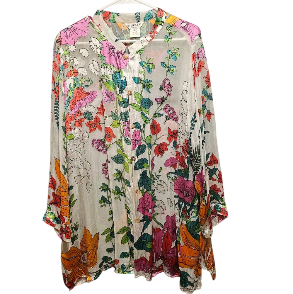 Citron Santa Monica Multicolor Floral Blouse